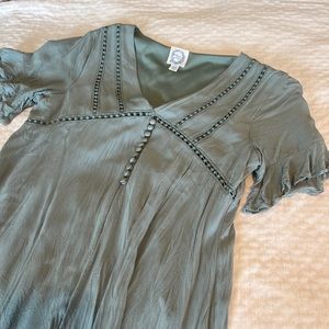 Francesca’s sage green mini dress